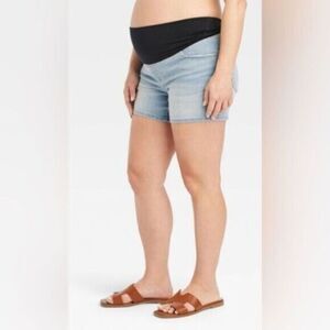 NWT Isabel Women’s Overbelly Midi Maternity Denim Jean Shorts - Size 4